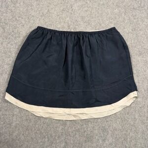 Beautiful People Black White Trim Pull-On Mini Silk Skirt Women's Size Large‎